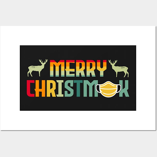 Retro Funny Cute Merry Christmask Wall Art by PlusAdore